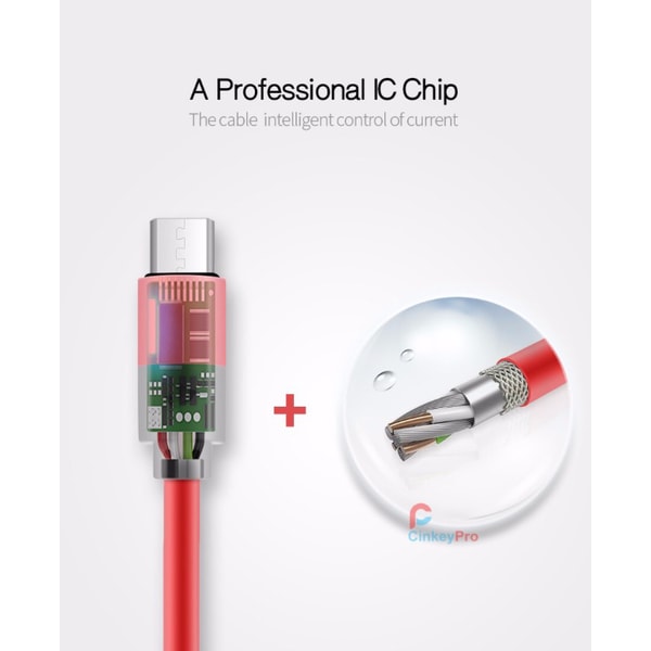 MicroUSB kabel fra CinkeyPro - Lang levetid 100cm Svart