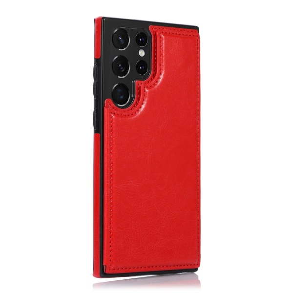 Praktiskt Skal med Korthållare - Samsung Galaxy S22 Ultra Röd