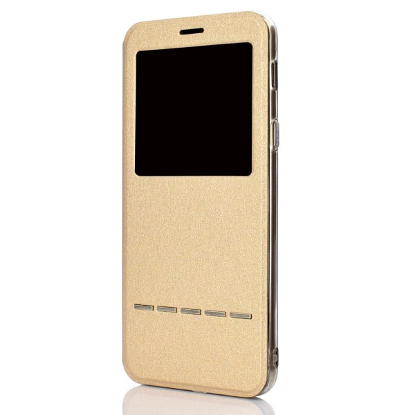 Huawei P30 - Leman Stilfuldt smart etui med vindue Guld