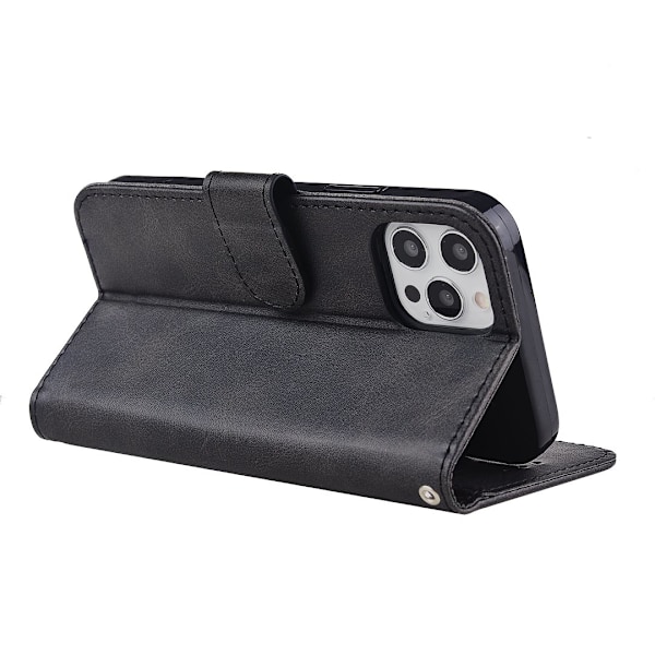 iPhone 15 PU-läderfodral - (2-kortfack) Svart