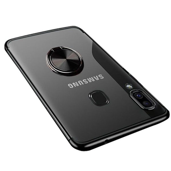 Samsung Galaxy A20E - Robust Silikonskal med Ringh�llare Silver