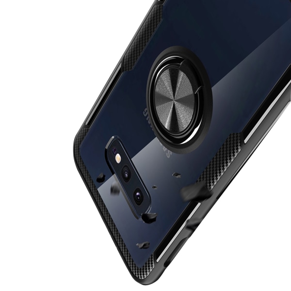 Samsung Galaxy S10 - Stilsäkert Skal med Ringhållare (LEMAN) SVART/SVART