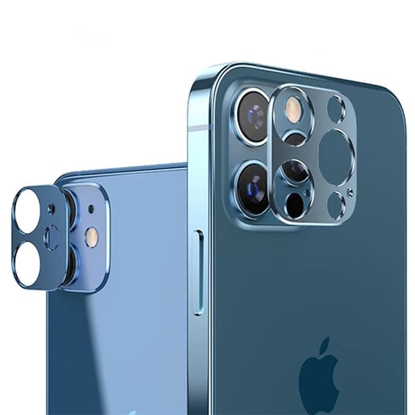 Aluminiumlegeringsram Kameralinsskydd iPhone 12 Mini Mörkblå