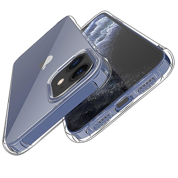 Huomaavainen iskunkestävä silikonikuori - iPhone 12 Mini Transparent/Genomskinlig