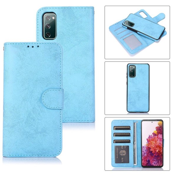 Praktisk lommebokdeksel (LEMAN) - Samsung Galaxy S20 FE Marinblå