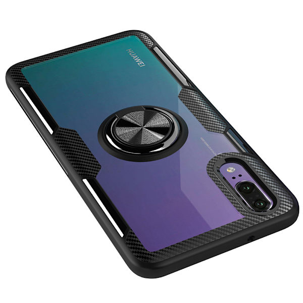 Praktiskt Leman Skal med Ringh�llare - Huawei P20 Blå/Blå