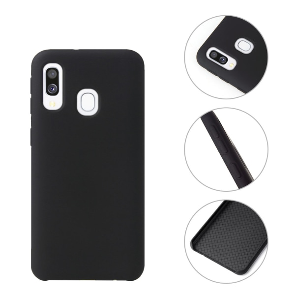Robust Mattbehandlat Silikonskal - Samsung Galaxy A40 Svart