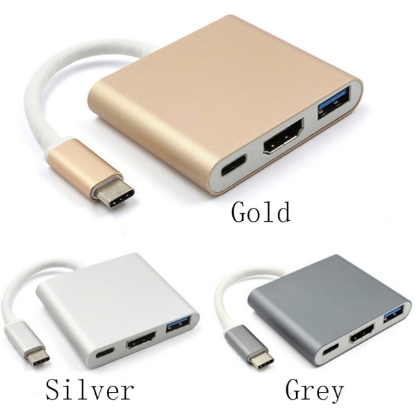 Praktiskt Type-C Adapter till HDMI USB Grå