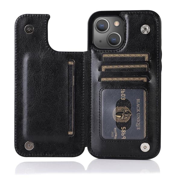 Elegant Smidigt Skal med Kortfack - iPhone 13 Mörkblå