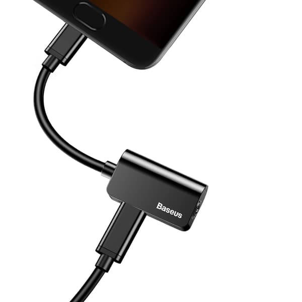 Type-C-Splitter (2 i 1) Adapter för Laddning/Musik från Baseus Silver Silver