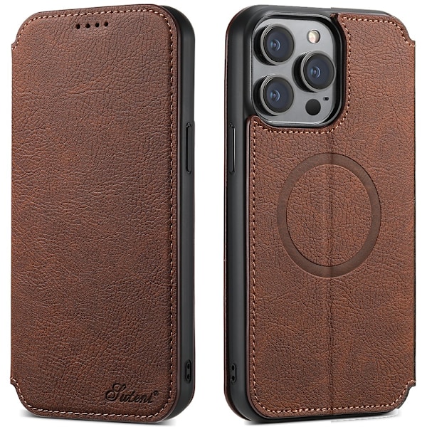 iPhone 13 Pro Leman Plånboksfodral - Stil, Skydd & Funktion i Ett! Mörkbrun