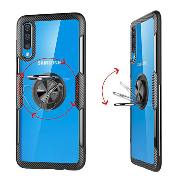 Samsung Galaxy A50 - St�td�mpande Skal med Ringh�llare Blå