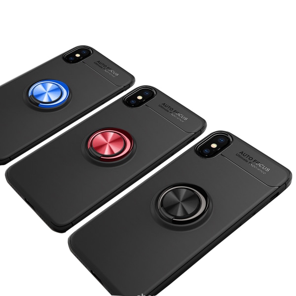 iPhone XS Max - Deksel fra autofokus med ringholder Blå/Blå