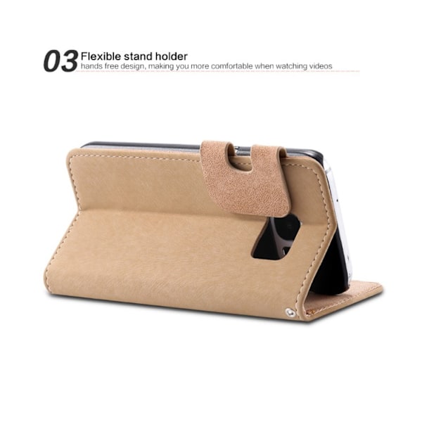 Samsung Galaxy S7 - Praktiskt Plånboksfodral i lent läder Beige