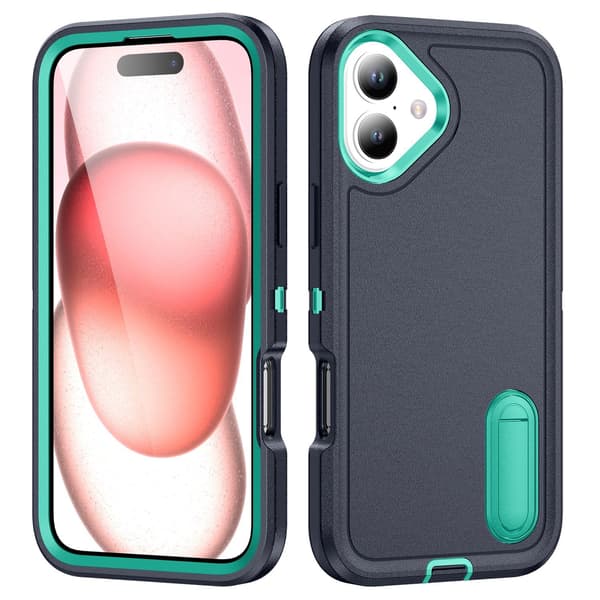 iPhone 16  Skal med kickstand & militärskydd Grön