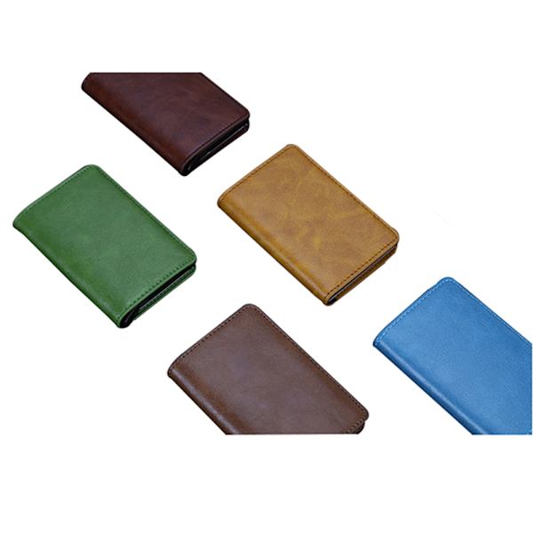 Korthållare i Aluminium/PU-Läder (RFID- och NFC-Skydd) Brun