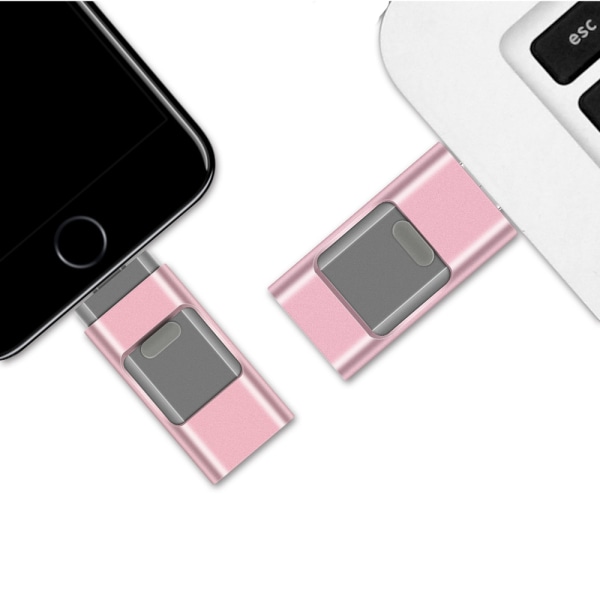 Lightning/Micro-USB-Minne - (Spara ner från din telefon) 64Gb Guld