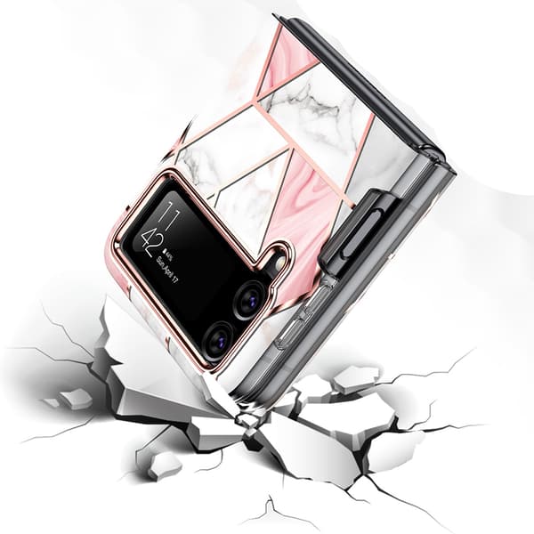 Eksklusivt Marmorcover - Samsung Galaxy Z Flip 4 Blå