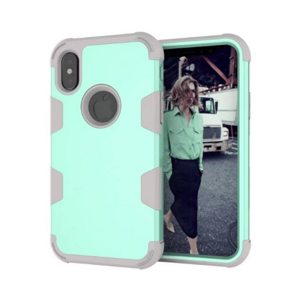 Skyddsskal "Rugged Robot" f�r iPhone X/XS Aquablå/Grå
