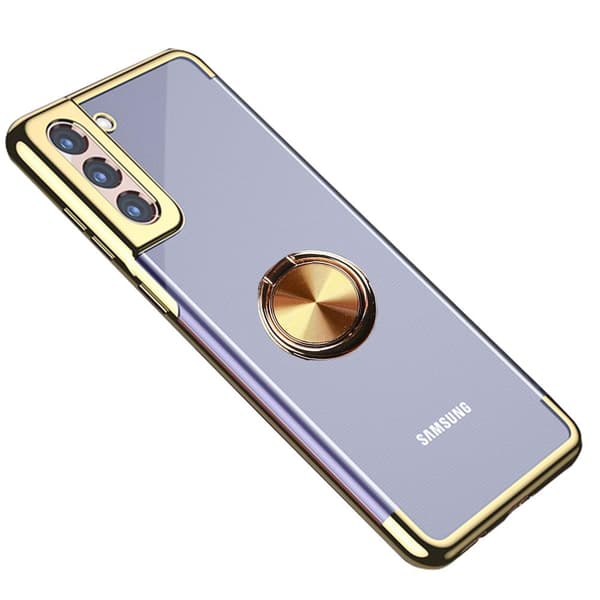 Elegant silikonecover med ringholder - Samsung Galaxy S21 Plus Blå