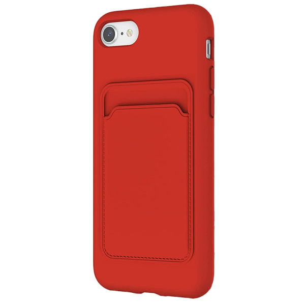 Praktisk deksel med kortrom - iPhone 7 Röd