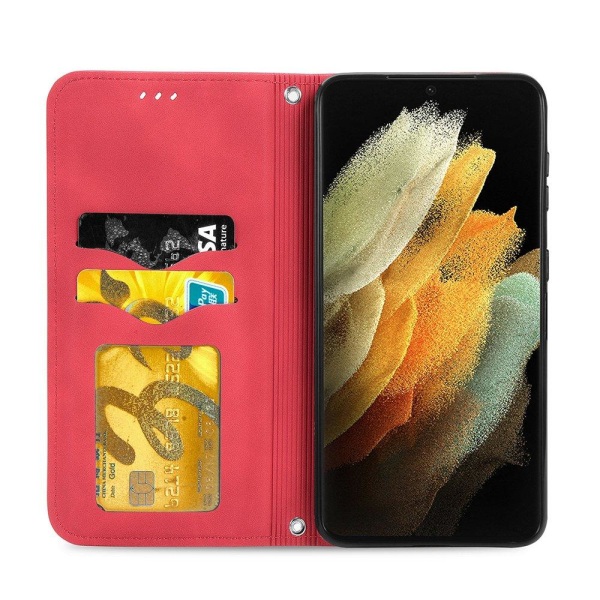 Tehokas sileä lompakkokotelo - Samsung Galaxy S21 Ultra Röd