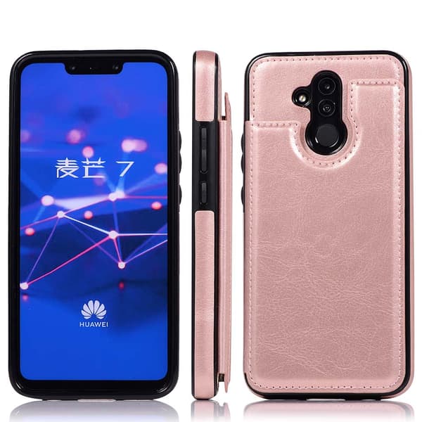 Elegant Smart Skal med Kortfack - Huawei Mate 20 Lite Rosa
