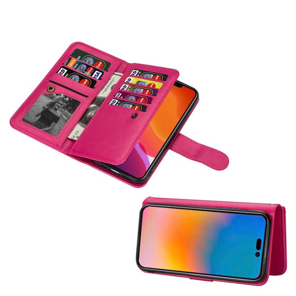 Praktisk 9-korts pung-etui - iPhone 14 Pro Brun