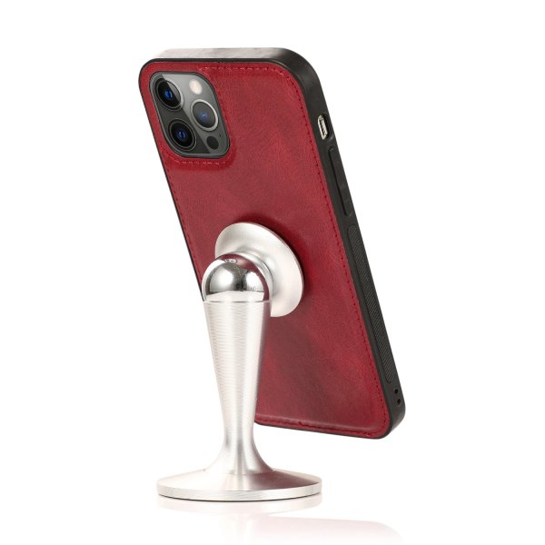 iPhone 15 Pro - Elegant Plånboksfodral i Lyxigt Läder med Korthållare Red