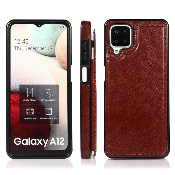 Eksklusivt glat cover med kortrum - Samsung Galaxy A12 Rosaröd