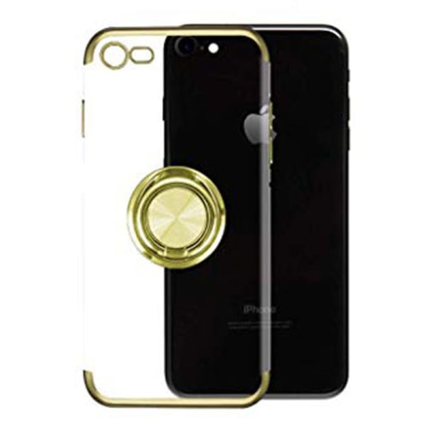 Smart silikonetui med ringholder (FLOVEME) - iPhone 8 Guld