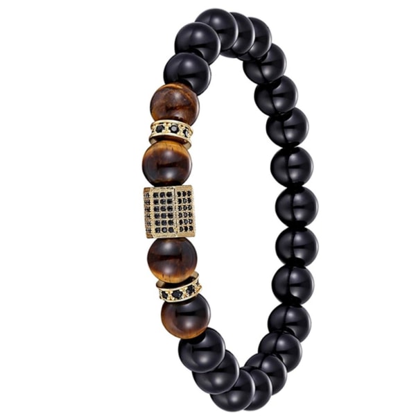 Slittåligt Stilrent Kularmband (Tiger Eye) Guld