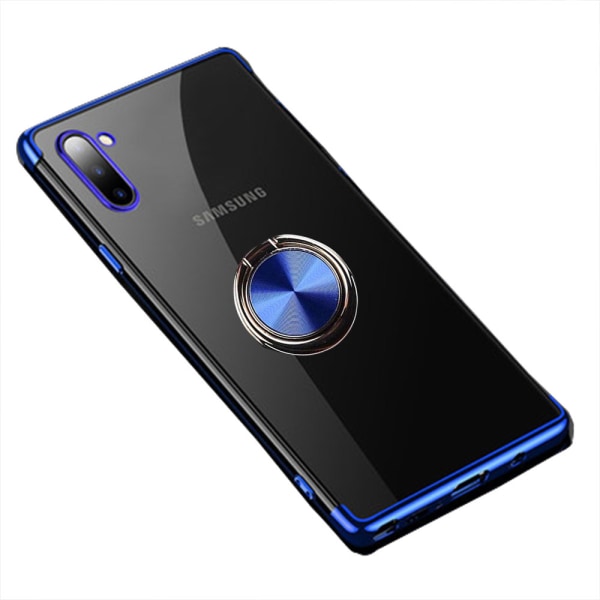 Samsung Galaxy Note10 - Elegant silikondeksel med ringholder Blå