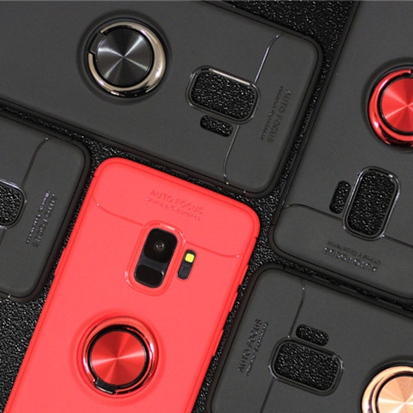 Skyddande Skal med Ringh�llare - Samsung Galaxy S9 Röd/Röd