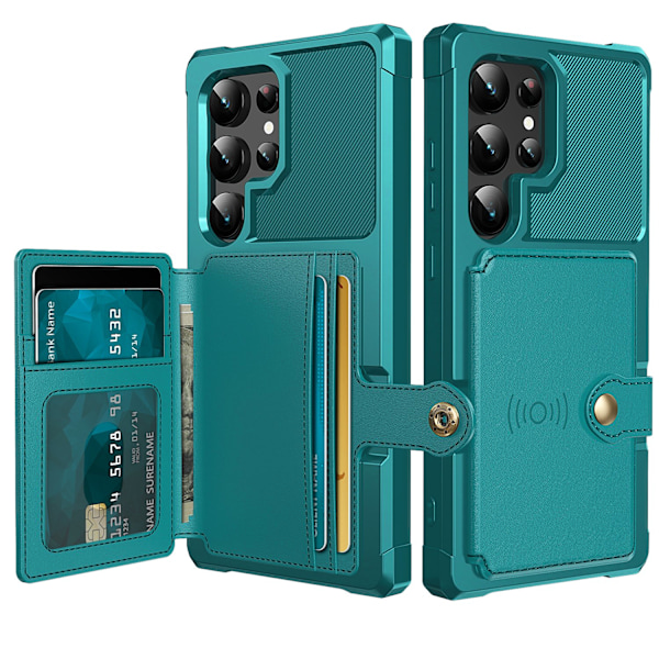Samsung Galaxy S24 Ultra Elegant Plånboksfodral Läder med Fäste Röd