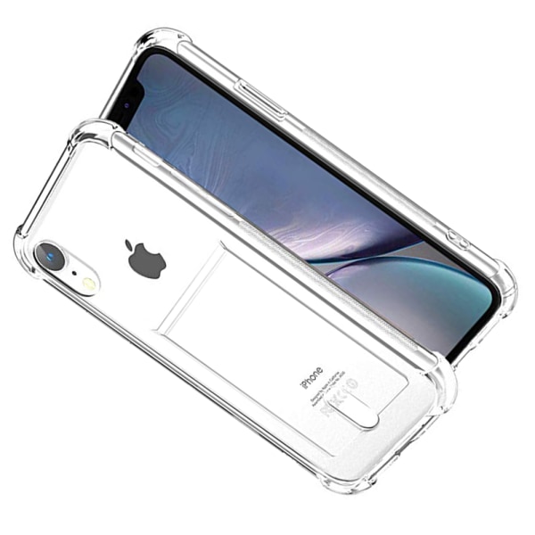 iPhone XR - Glatt silikondeksel med kortrom Transparent/Genomskinlig