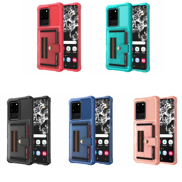 Glat cover med kortholder - Samsung Galaxy S20 Ultra Blå
