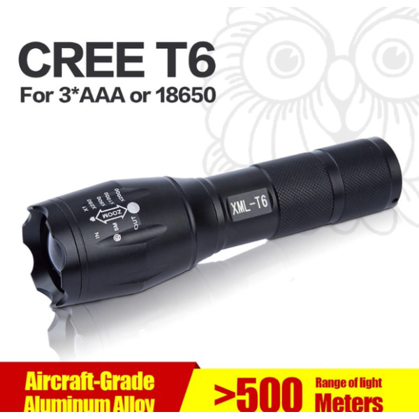 Ficklampa LED CREE XML T-6 3000 LUMENS Svart