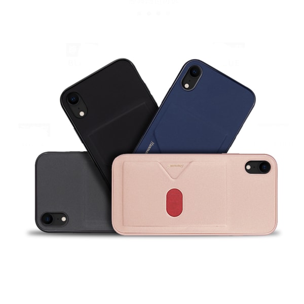 iPhone XR - Tyylikäs ja kestävä kansi korttilokerolla Mörkblå