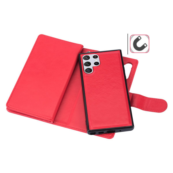 Stilsäkert 9-Kort Plånboksfodral - Samsung Galaxy S22 Ultra Röd