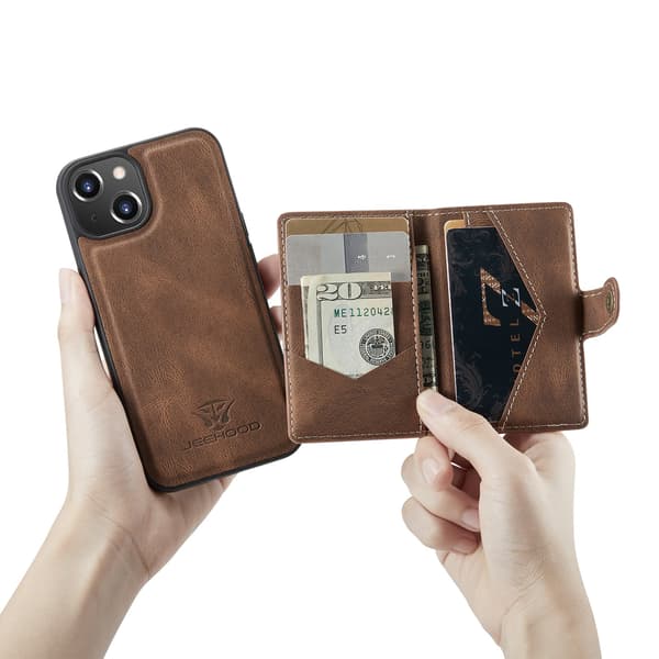 Etui med kortholder - iPhone 13 Brun