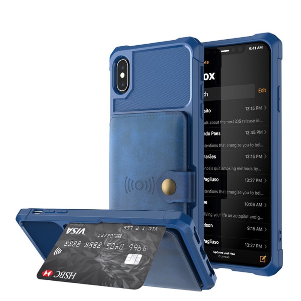 Huomaavainen suojakuori korttilokerolla - iPhone XS Max Blå