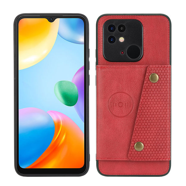 Xiaomi Redmi 10C - Stilsäkert Skal med Kortfack Grå
