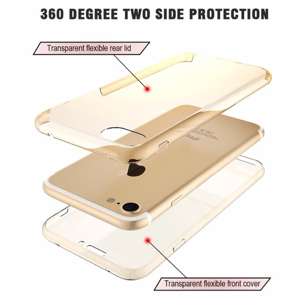 iPhone 7 - Smart krystalldeksel med berøringssensorer (dobbeltsidig) Rosa