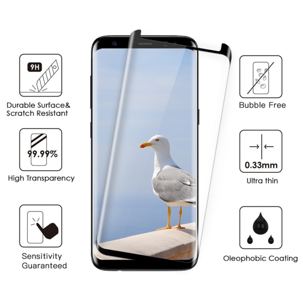 2-PACK HuTech skjermbeskytter EKSKE-vennlig & F-G Samsung Galaxy S8+ Svart