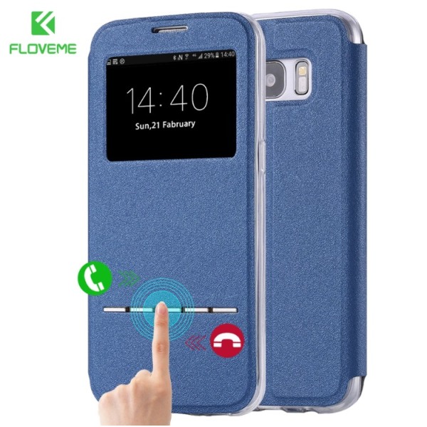 Smart etui med svarfunktion - Samsung Galaxy A7 (model 2017) Blå