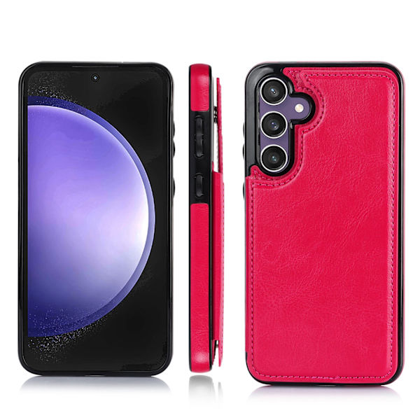 Eleganta Skal med Plånbok och Kortfack till Nya Samsung Galaxy S23 FE Hot Pink