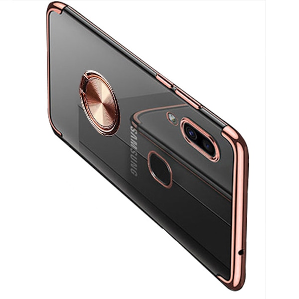 Samsung Galaxy A20E - Robust Silikonskal med Ringh�llare Svart