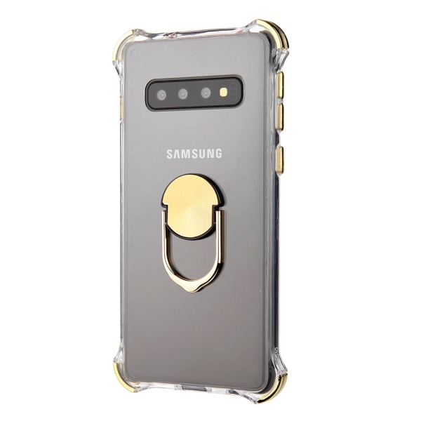 Samsung Galaxy S10 - Stødabsorberende cover med ringholder Guld