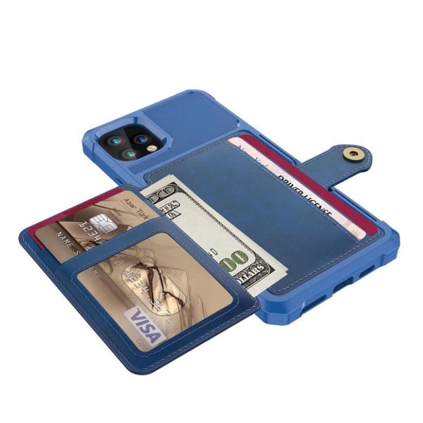 Käytännöllinen suojakuori korttilokerolla - iPhone 11 Pro Max Blå